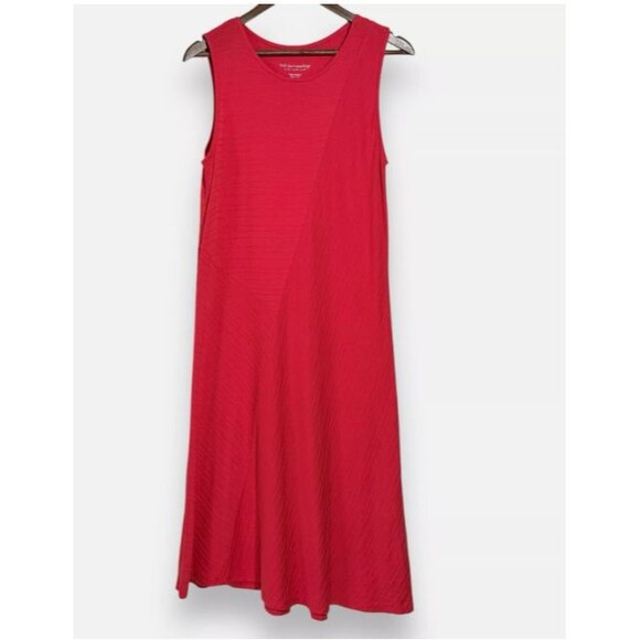 Soft Surroundings Tank Dress Medium Auana Red Midi Pima Cotton Asymmetrical - Picture 2 of 3